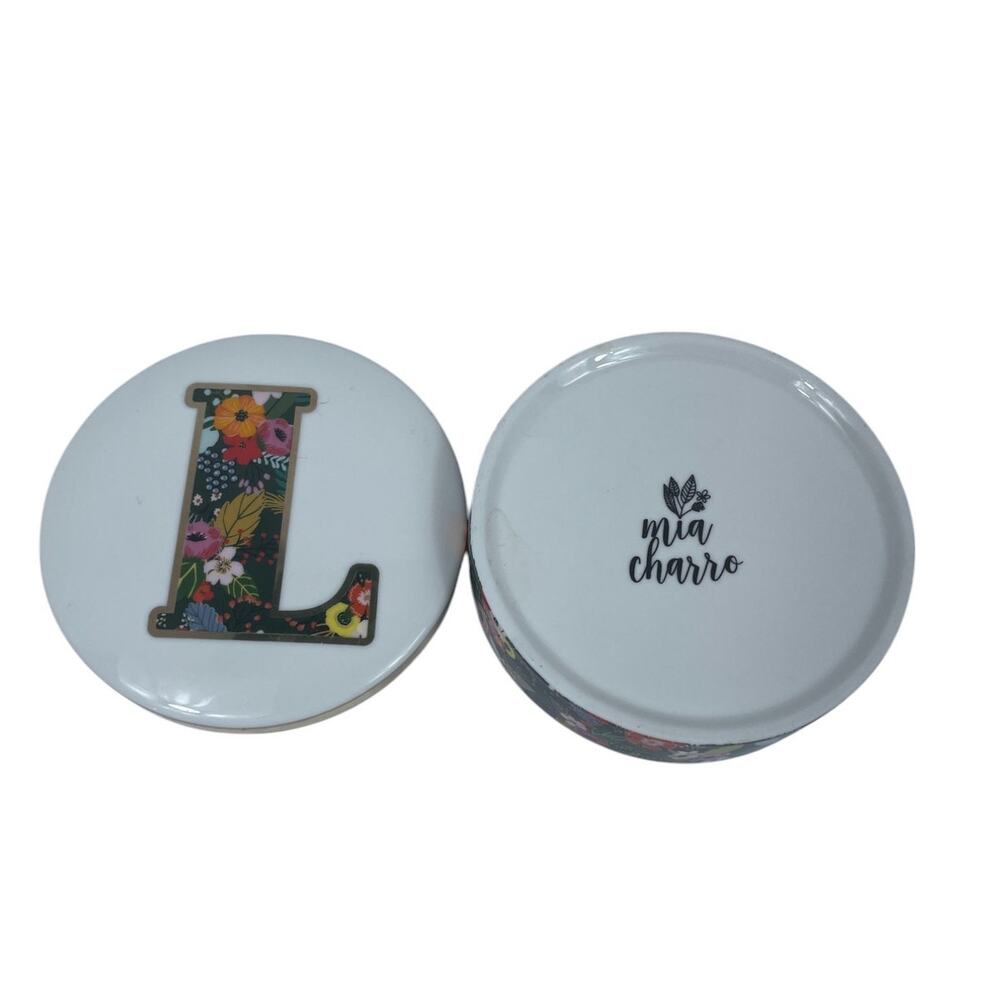 Mia Charro Initial Monogram "L" Letter Porcelain Floral Trinket Box With Lid